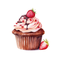 Chocolate Strawberry Cup Cake AI Generative png