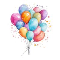 Cute Balloon Watercolor AI Generative png