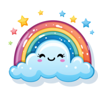 mignonne arc en ciel nuage ai génératif png