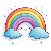 mignonne arc en ciel nuage ai génératif png