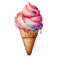 acquerello carino gelato ai generativo png