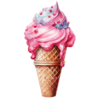 acquerello carino gelato ai generativo png