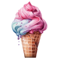 acquerello carino gelato ai generativo png