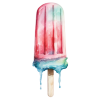 Watercolor Cute Icecream Popsicle AI Generative png