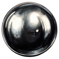 Black round metal ball AI Generative png