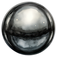 Black round metal ball AI Generative png