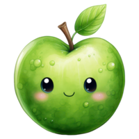 Cute Apple Watercolor AI Generative png