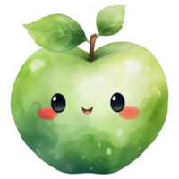 Cute Apple Watercolor AI Generative png