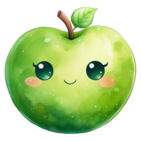 Cute Apple Watercolor AI Generative png