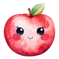 Cute Apple Watercolor AI Generative png