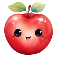 Cute Apple Watercolor AI Generative png