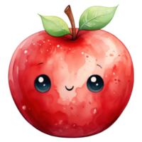 Cute Apple Watercolor AI Generative png