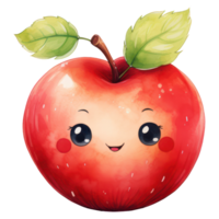 Cute Apple Watercolor AI Generative png