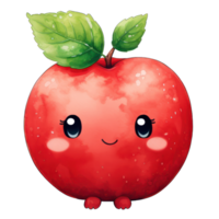 Cute Apple Watercolor AI Generative png