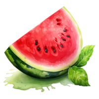 Cute Watermelon Watercolor AI Generative png