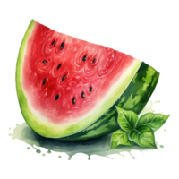 Cute Watermelon Watercolor AI Generative png