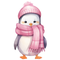 Watercolor Cute Penquin AI Generative png