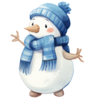 Watercolor Cute Snowman AI Generative png