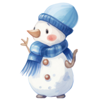 Watercolor Cute Snowman AI Generative png