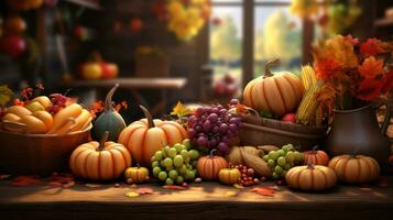 Autumn Thanksgiving Background AI Generated photo