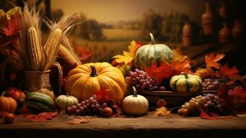 Autumn Thanksgiving Background AI Generated photo