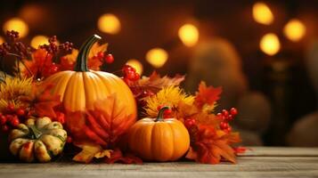 Autumn Thanksgiving Background AI Generated photo