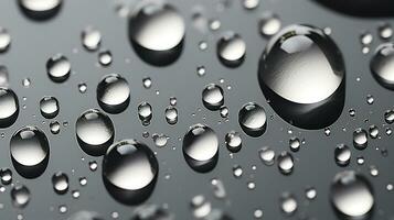 Water Drops on Gray Metal AI Generated photo