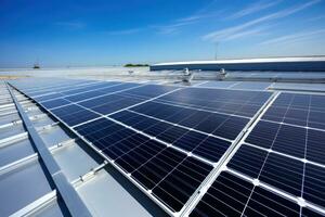 solar paneles en el techo de un edificio ai generado foto