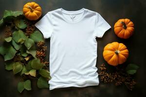 White womens t-shirt halloween mockup AI Generated photo