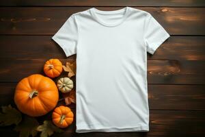 White womens t-shirt halloween mockup AI Generated photo