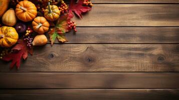 Thanksgiving background with wooden planks AI Generated photo