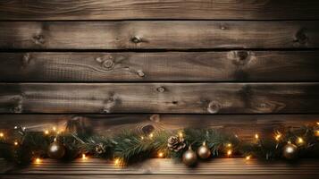 Navidad antecedentes con de madera tablones ai generado foto