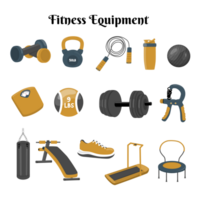 Set of fitness equipment illustration png
