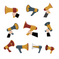 Set of megaphone loudspeaker illustration png