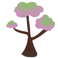 tree hand drawn cartoon style cute multi color png