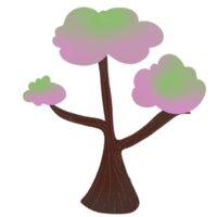 arbre main tiré dessin animé style mignonne multi Couleur png