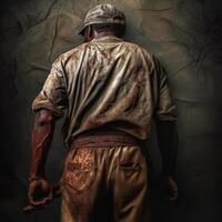 Back view of Labor portrait, Labor day concept, photo
