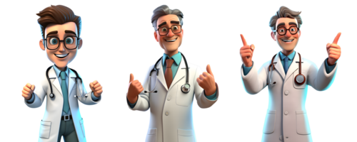 3d dessin animé médecin personnage sur transparent Contexte png