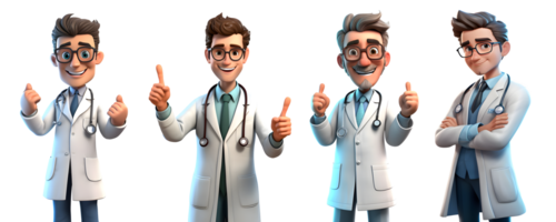 3D Cartoon doctor character on transparent background png