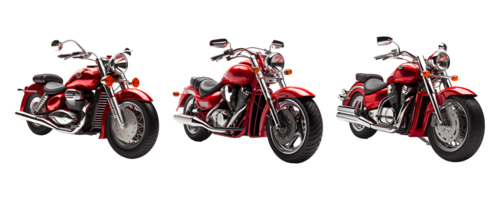 A Set of power red motorcycle front view on transparent background png