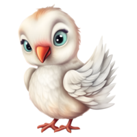 cute white baby chicken isolated on transparent background, png