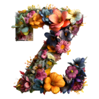 3d floral letter Z on transparent background png