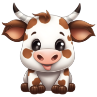 Cute baby cow clipart on transparent background png