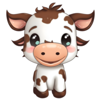 Cute baby cow clipart on transparent background png