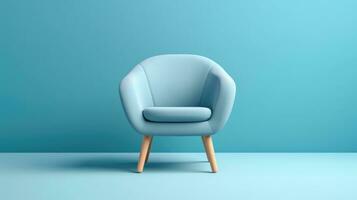 Blue armchair on blue background photo