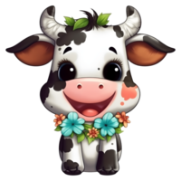 Cute baby cow clipart on transparent background png