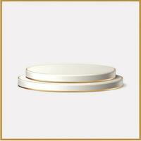 White round podium with gold frame on gray background photo