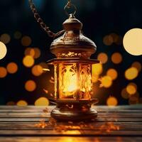 islámico linterna de cerca, Ramadán kareem foto