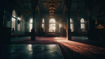 Interior of the Grand Mosque in Abu Dhabi photo