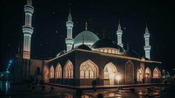 Beautiful grand mosque at night view photo